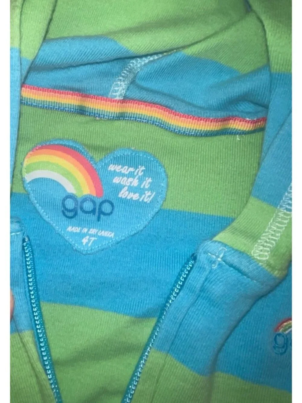 GAP Girl's Size 4T Vintage 2006 Striped Jacket with Rainbow Emblem 100% Cotton